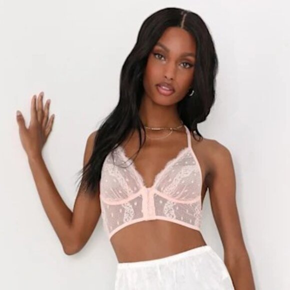 Free People Other - NWT Free People Peach Lace Underwire Mini Corseted Bralette - Size XS